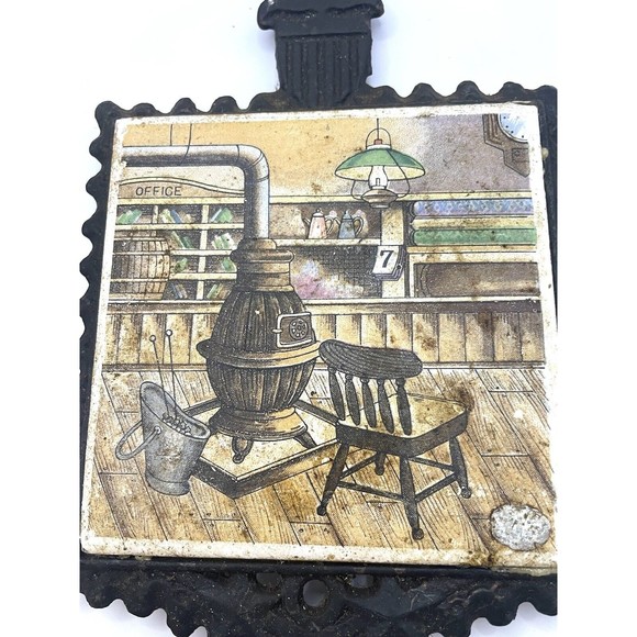 Vintage Eagle Cast Iron Trivets With Hand Painted Tiles Made In Japan - Picture 8 of 9